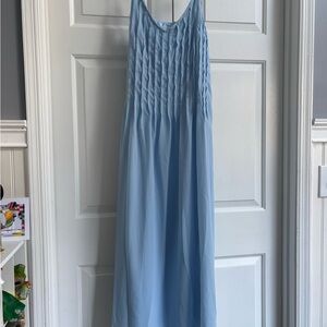 Elegant Light Blue Pleated Dress